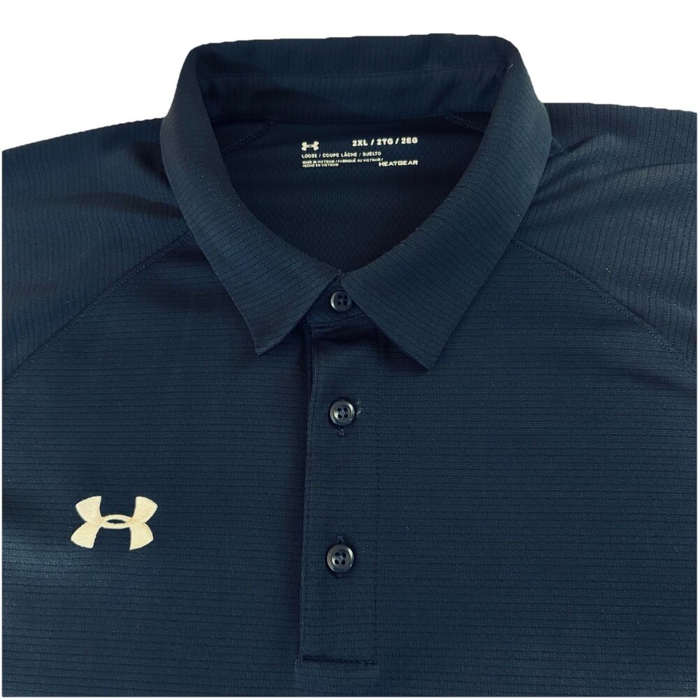 Under Armour Loose Heat Gear Mens 2XL Navy Blue Short Sleeve Polo Shirt